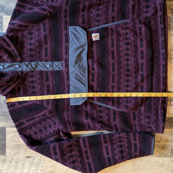 Carhartt Aztec Fleece Pullover ¼ Snap Relaxed Fit Red Medium - Picture 5 of 7